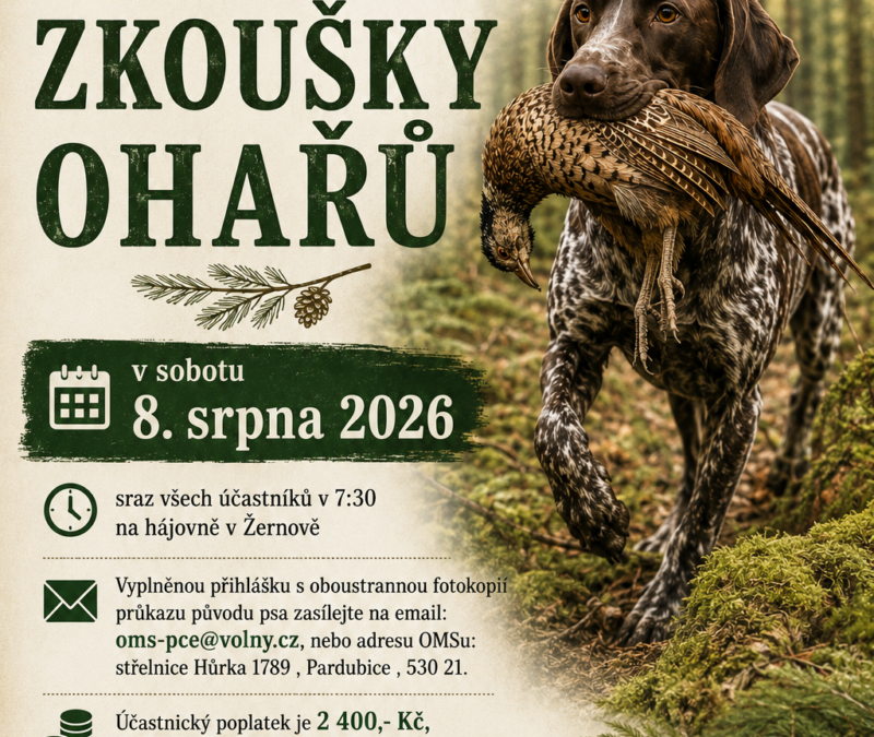 Lesní zkoušky ohařů – sobota 08.08.2026 – MS Chvojenec